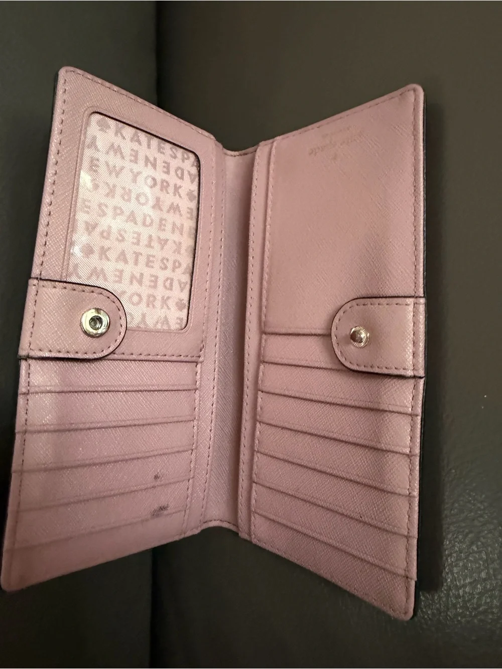 kate spade Pink Saffiano-Style Long Wallet with Gold Plaque